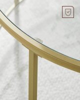 VASAGLE Beistelltisch rund Glas gold 50,0 x 50,0 x 55,0 cm, 1 St.