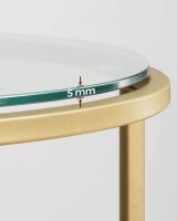 VASAGLE Beistelltisch rund Glas gold 50,0 x 50,0 x 55,0 cm, 1 St.