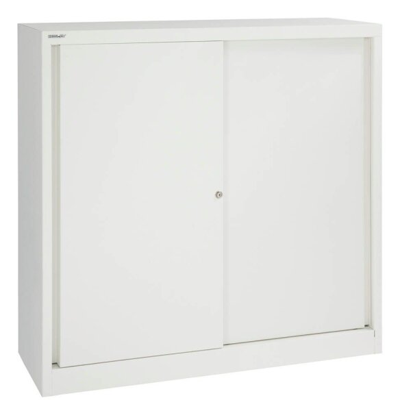 BISLEY Schiebetürenschrank ECO, SD12112S696 verkehrsweiß 2 Fachböden 120,0 x 43,0 x 118,1 cm