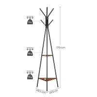 VASAGLE Kleiderständer RCR16BX braun Metall 6 Haken 49,5 x 179,0 cm, 1 St.