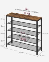 VASAGLE Schuhregal braun, schwarz 100,0 x 30,0 x 92,5 cm, 1 St.