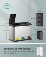 SONGMICS Mülltrenner 3x 15,0 l edelstahl, 1 St.