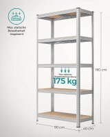SONGMICS Schwerlastregal GLR040E02 silber 90,0 x 40,0 x 180,0 cm