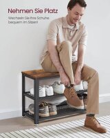 VASAGLE Schuhbank LBS73X braun, schwarz Holz 73,0 cm