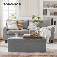 SONGMICS Sitztruhe LSF77G hellgrau Stoff 110,0 cm