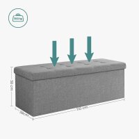 SONGMICS Sitztruhe LSF77G hellgrau Stoff 110,0 cm