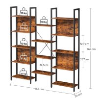 VASAGLE Bücherregal braun, schwarz 158,0 x 24,0 x 166,0 cm, 1 St.