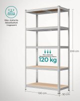 SONGMICS Schwerlastregal GLR050E01 silber 100,0 x 50,0 x 200,0 cm