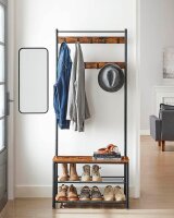 VASAGLE Garderobenbank mit Haken und Schuhrost HSR41BX...
