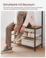 VASAGLE Garderobenbank mit Haken und Schuhrost HSR41BX braun, schwarz Metall 70,0 cm