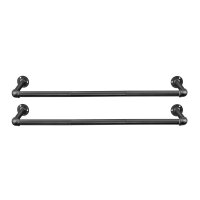 SONGMICS Wandgarderobe schwarz Metall 92,0 x 2,6 cm, 2 St.