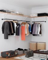 SONGMICS Wandgarderobe schwarz Metall 92,0 x 2,6 cm, 2 St.