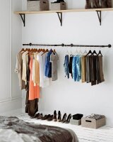SONGMICS Wandgarderobe schwarz Metall 92,0 x 2,6 cm, 2 St.