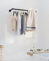 SONGMICS Wandgarderobe schwarz Metall 92,0 x 2,6 cm, 2 St.