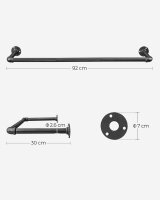 SONGMICS Wandgarderobe schwarz Metall 92,0 x 2,6 cm, 2 St.
