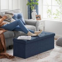 SONGMICS Sitztruhe LSF77IN blau Stoff 110,0 cm