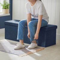 SONGMICS Sitztruhe LSF77IN blau Stoff 110,0 cm