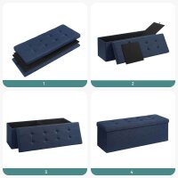 SONGMICS Sitztruhe LSF77IN blau Stoff 110,0 cm