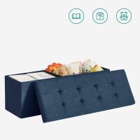SONGMICS Sitztruhe LSF77IN blau Stoff 110,0 cm