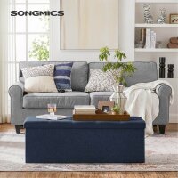 SONGMICS Sitztruhe LSF77IN blau Stoff 110,0 cm