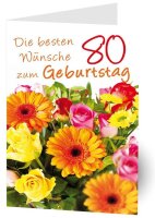 LUMA Geburtstagskarte 80. Blumen LU1486 DIN B6, 1 St.