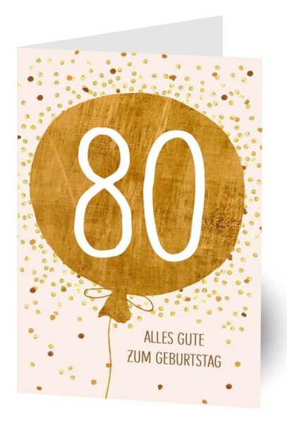 LUMA Geburtstagskarte 80. Ballon LU2637 DIN B6, 1 St.