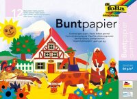 folia Buntpapier gummiert farbsortiert 80 g/qm 12 Blatt