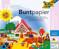 folia Buntpapier gummiert farbsortiert 80 g/qm 12 Blatt