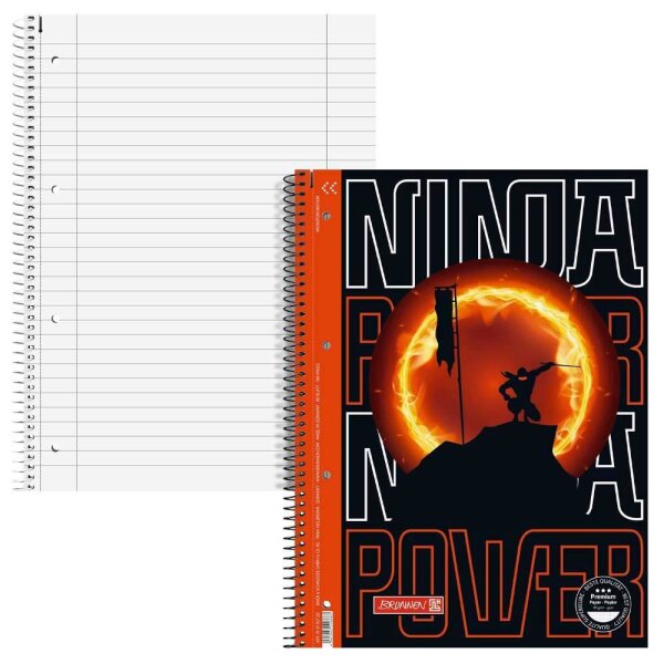BRUNNEN Collegeblock Ninja Power Lineatur 27 liniert DIN A4 Innen- und Außenrand, 1 Block