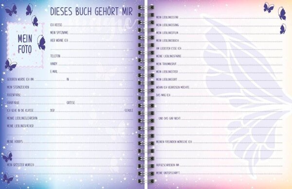 BRUNNEN Freundebuch Magic Butterfly ca. DIN A5 liniert, lila/roa Hardcover 80 Seiten, 1 St.