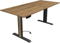 Kerkmann Move 1 advance elektrisch höhenverstellbarer Schreibtisch eiche rechteckig, T-Fuß-Gestell grau 180,0 x 80,0 cm