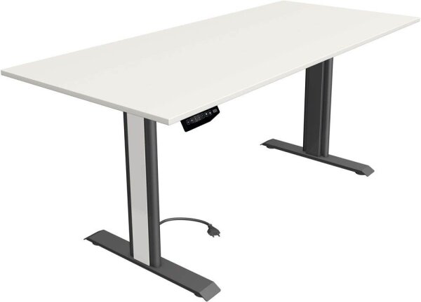 Kerkmann Move 1 advance elektrisch höhenverstellbarer Schreibtisch weiß rechteckig, T-Fuß-Gestell grau 180,0 x 80,0 cm