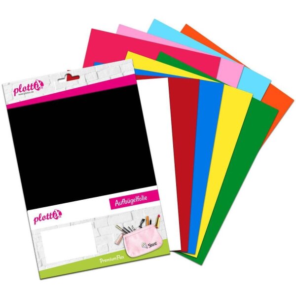 plottiX PremiumFlex Bügelfolie farbsortiert Flex-Folie 20,0 x 30,0 cm,  10 St.