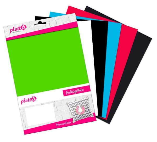 plottiX PremiumFlock Bügelfolie farbsortiert Flock-Folie 20,0 x 30,0 cm,  6 St.