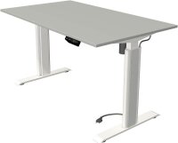 Kerkmann Move 1 advance elektrisch höhenverstellbarer Schreibtisch lichtgrau rechteckig, T-Fuß-Gestell weiß 140,0 x 80,0 cm