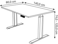 Kerkmann Move 1 advance elektrisch höhenverstellbarer Schreibtisch lichtgrau rechteckig, T-Fuß-Gestell weiß 140,0 x 80,0 cm