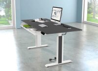Kerkmann Move 1 advance elektrisch höhenverstellbarer Schreibtisch anthrazit rechteckig, T-Fuß-Gestell weiß 100,0 x 60,0 cm