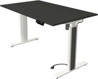 Kerkmann Move 1 advance elektrisch höhenverstellbarer Schreibtisch anthrazit rechteckig, T-Fuß-Gestell weiß 140,0 x 80,0 cm