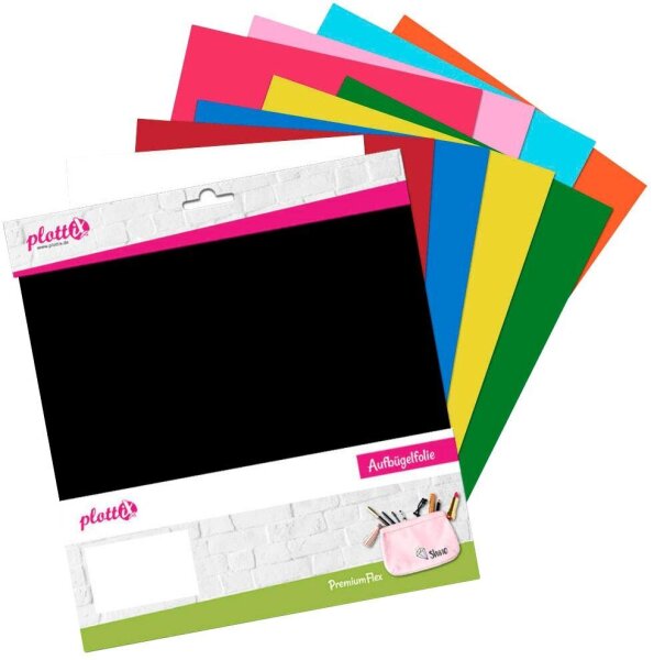 plottiX PremiumFlex Aufbügelfolie farbsortiert Flex-Folie 30,0 x 30,0 cm,  10 St  ( PL0101897 )