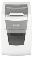 LEITZ IQ Autofeed Small Office 100 Aktenvernichter mit Partikelschnitt P-4, 4 x 28 mm, bis 100 Blatt, weiß