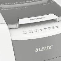 LEITZ IQ Autofeed Small Office 100 Aktenvernichter mit Partikelschnitt P-4, 4 x 28 mm, bis 100 Blatt, weiß