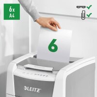 LEITZ IQ Autofeed Small Office 100 Aktenvernichter mit Partikelschnitt P-5, 2 x 15 mm, bis 100 Blatt, weiß