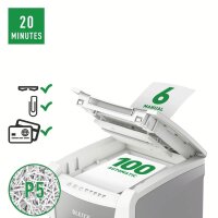 LEITZ IQ Autofeed Small Office 100 Aktenvernichter mit Partikelschnitt P-5, 2 x 15 mm, bis 100 Blatt, weiß