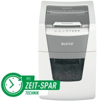 LEITZ IQ Autofeed Small Office 100 Aktenvernichter mit Partikelschnitt P-5, 2 x 15 mm, bis 100 Blatt, weiß