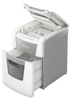 LEITZ IQ Autofeed Small Office 100 Aktenvernichter mit Partikelschnitt P-5, 2 x 15 mm, bis 100 Blatt, weiß
