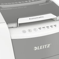 LEITZ IQ Autofeed Small Office 100 Aktenvernichter mit Partikelschnitt P-5, 2 x 15 mm, bis 100 Blatt, weiß