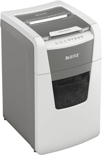 LEITZ IQ Autofeed Small Office 150 Aktenvernichter mit Partikelschnitt P-4, 4 x 28 mm, bis 150 Blatt, weiß