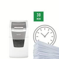 LEITZ IQ Autofeed Small Office 150 Aktenvernichter mit Partikelschnitt P-4, 4 x 28 mm, bis 150 Blatt, weiß