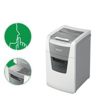 LEITZ IQ Autofeed Small Office 150 Aktenvernichter mit Partikelschnitt P-4, 4 x 28 mm, bis 150 Blatt, weiß