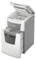 LEITZ IQ Autofeed Small Office 150 Aktenvernichter mit Partikelschnitt P-4, 4 x 28 mm, bis 150 Blatt, weiß